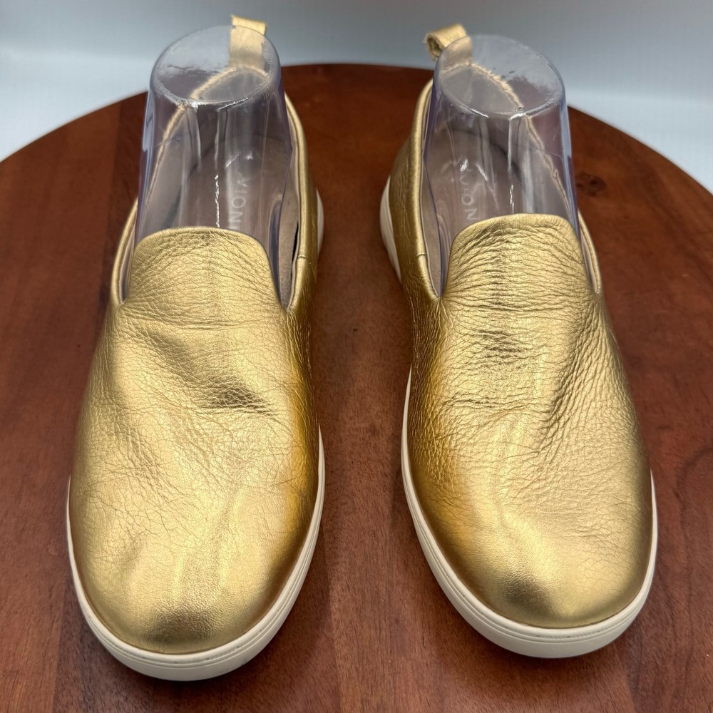 Vionic Uptown Willa‎ Gold Leather Slip On Sneakers Womens 8.5 Orthotic Chic